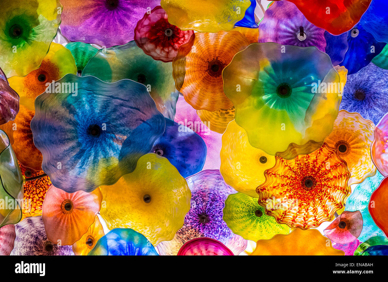 The Hand Blown Glass Flower Ceiling At The Bellagio Hotel In Las