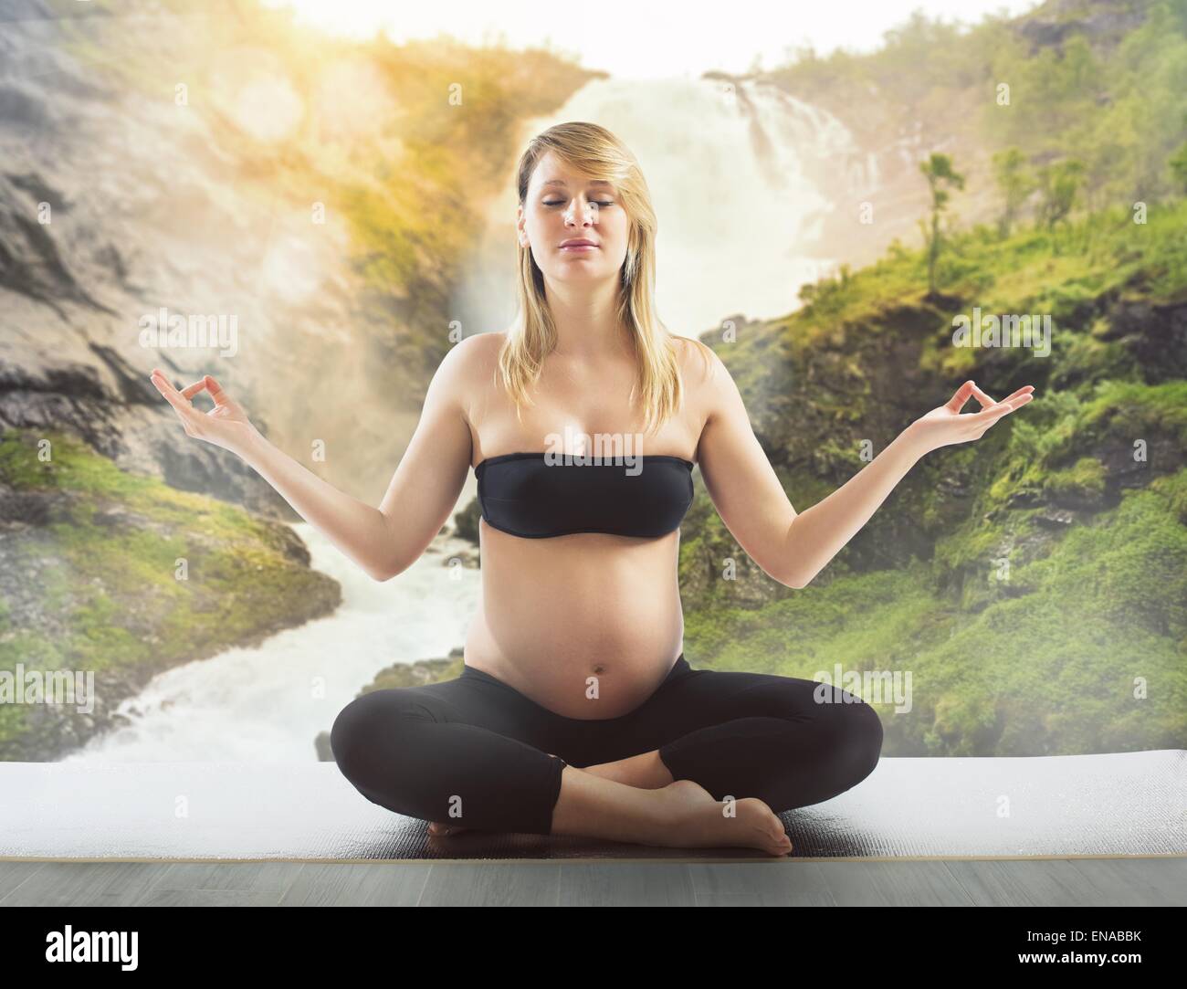 Pregnant yoga relax Stock Photo