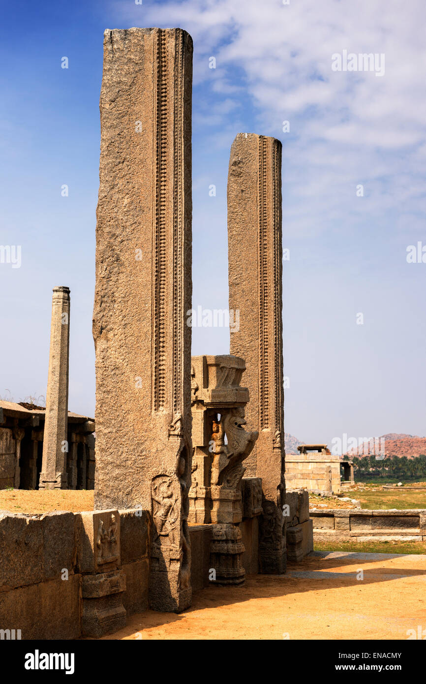 Ancient ruins in Hampi. Stock Photo