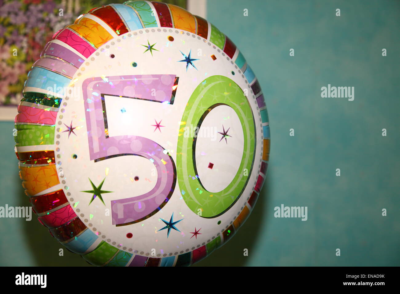 A helium filled party balloon with the number 50 on it Stock Photo - Alamy
