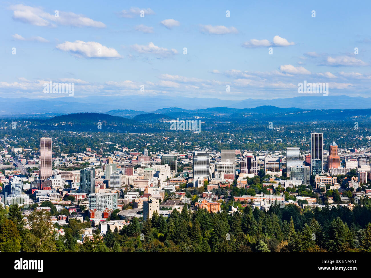 Portland Oregon City Center Skyline High Resolution Stock Photography