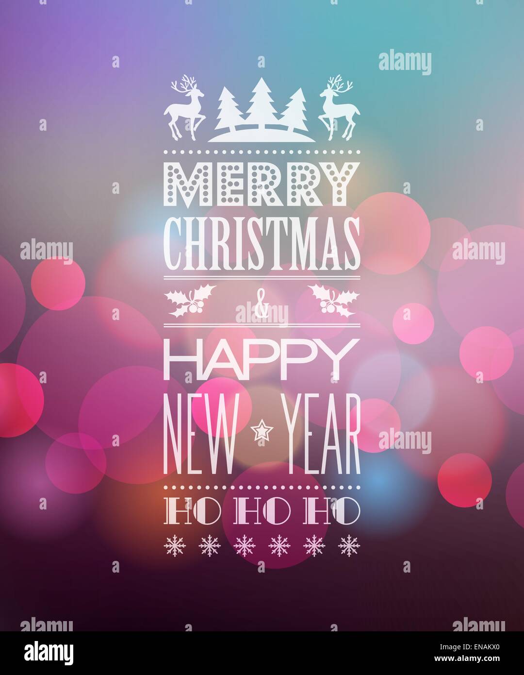 Vector Abstract Christmas light background with retro typography Stock ...