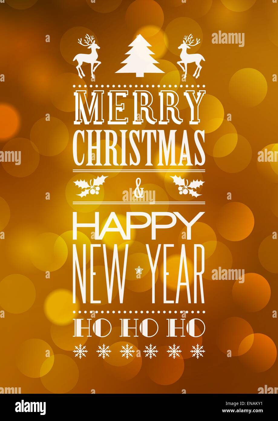 Vector Abstract Christmas light background with retro typography Stock ...