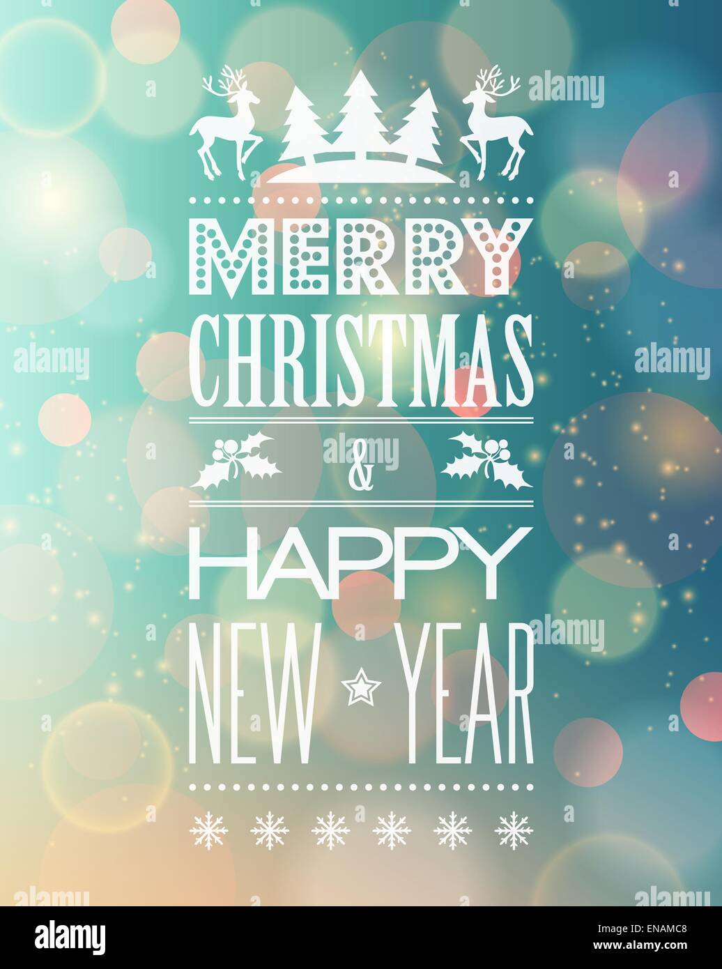Vector Abstract Christmas light background with retro typography Stock ...
