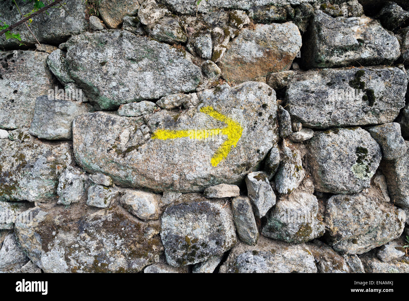 typical waymarking on the Camino de Santiago in Spain, long distance pilgrimage, Europe Stock Photo