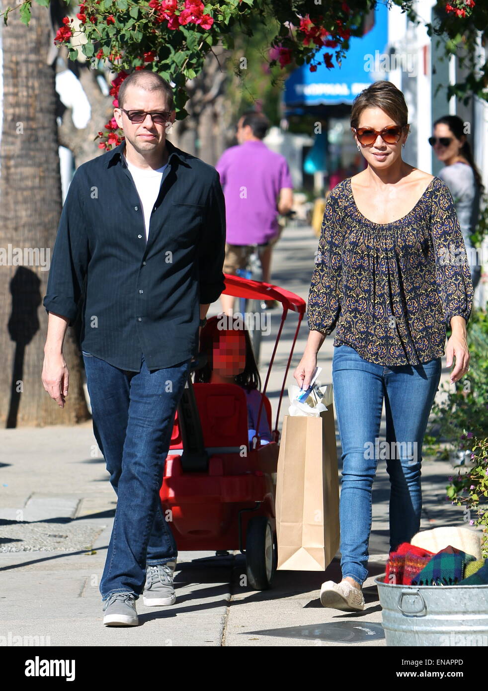 Jon Cryer with his family at the Studio City Farmers Market Featuring