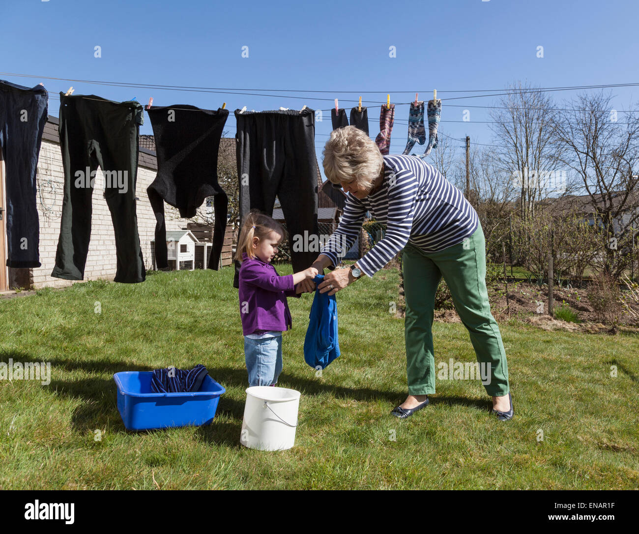 Hanging out the washing Stock Photo