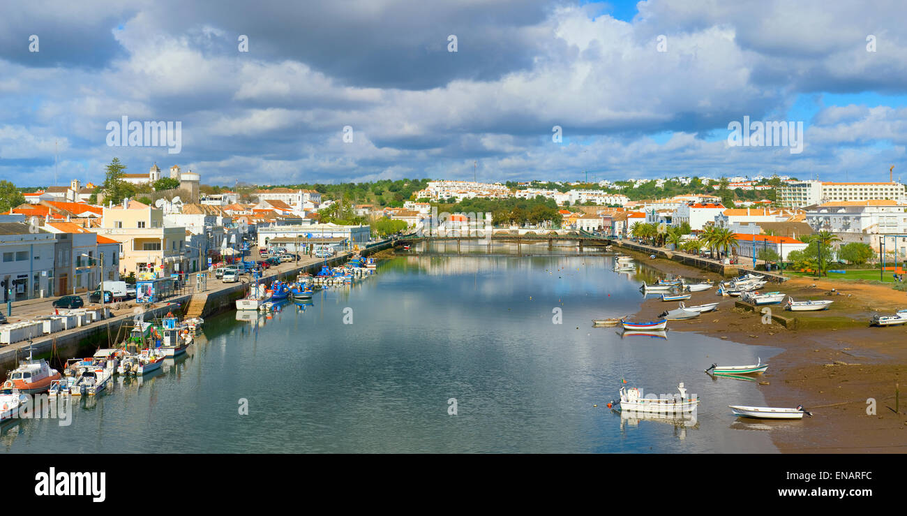 Tavira and harbor, Algarve, Portugal Stock Photo