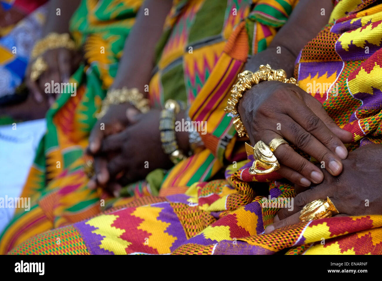 Gold rings decorating the hands of members of the Ashanti ethnic group in Ghana Africa Stock Photo Alamy