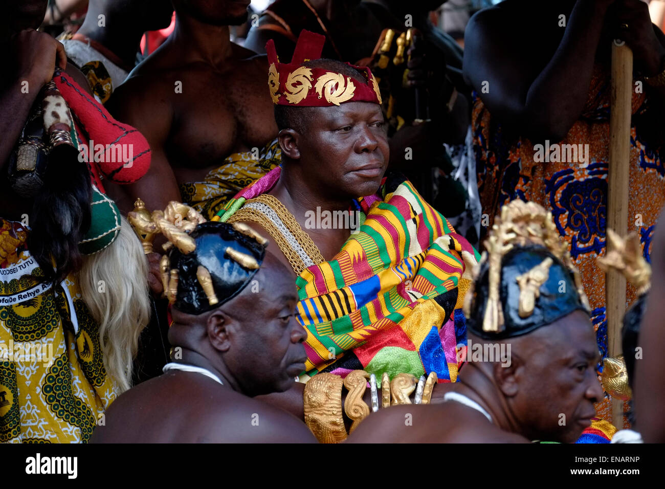 Otumfuo Nana Osei Tutu II the 16th King Asantehene traditional ruler of the Kingdom of Ashanti or Asante which was an Akan empire and kingdom from 1701 to 1957, in what is now modern-day Ghana West Africa. Today, the Ashanti Kingdom survives as a constitutionally protected, sub-national traditional state in union with the Republic of Ghana Stock Photo