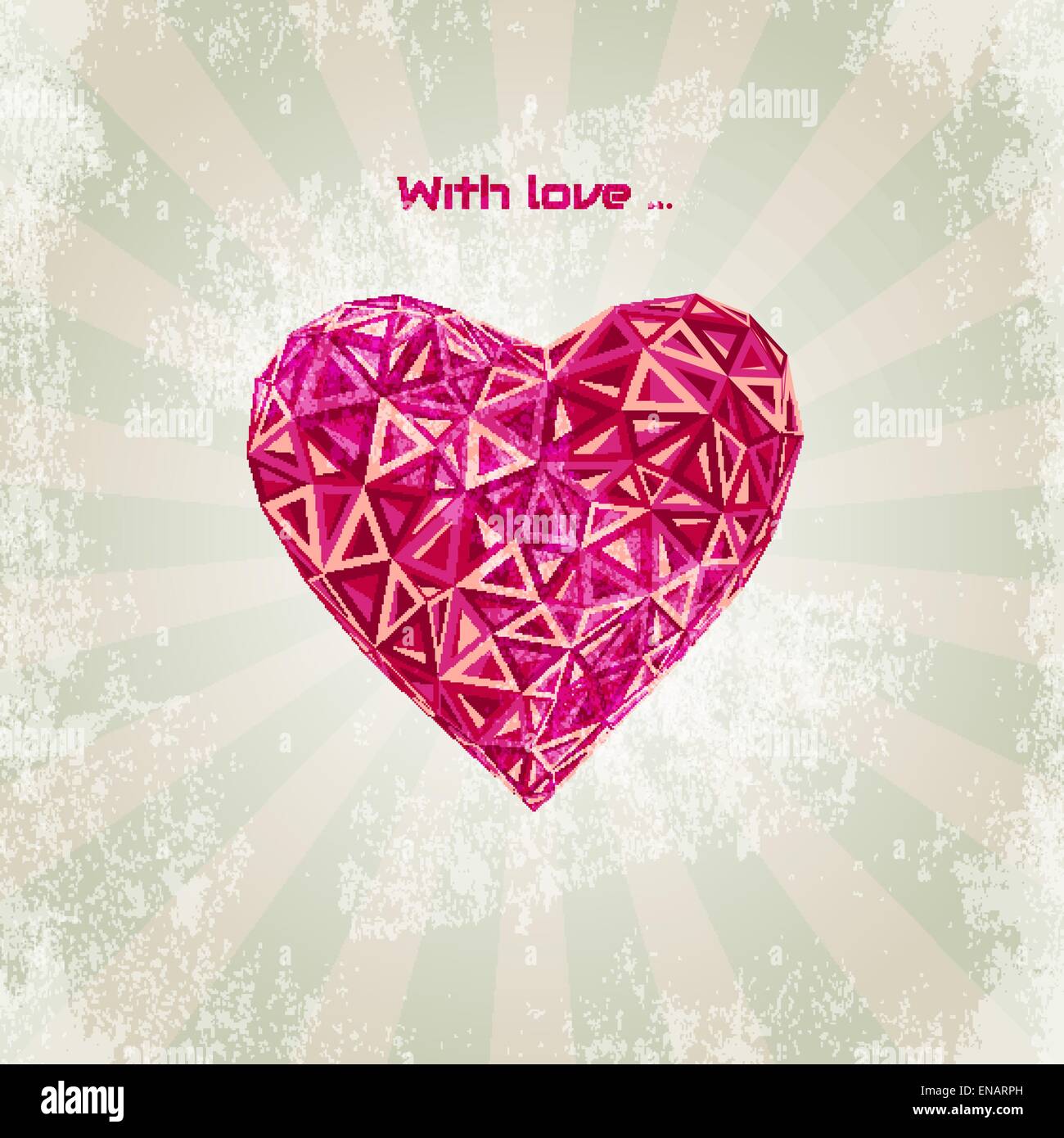 Vector Happy Valentines Day card with low poly heart Stock Vector Image ...