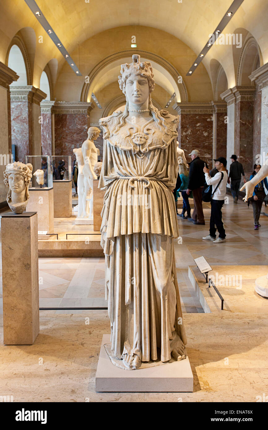 Greek sculptures and ancient Greek art artwork. Musée du Louvre, Paris, France. Stock Photo