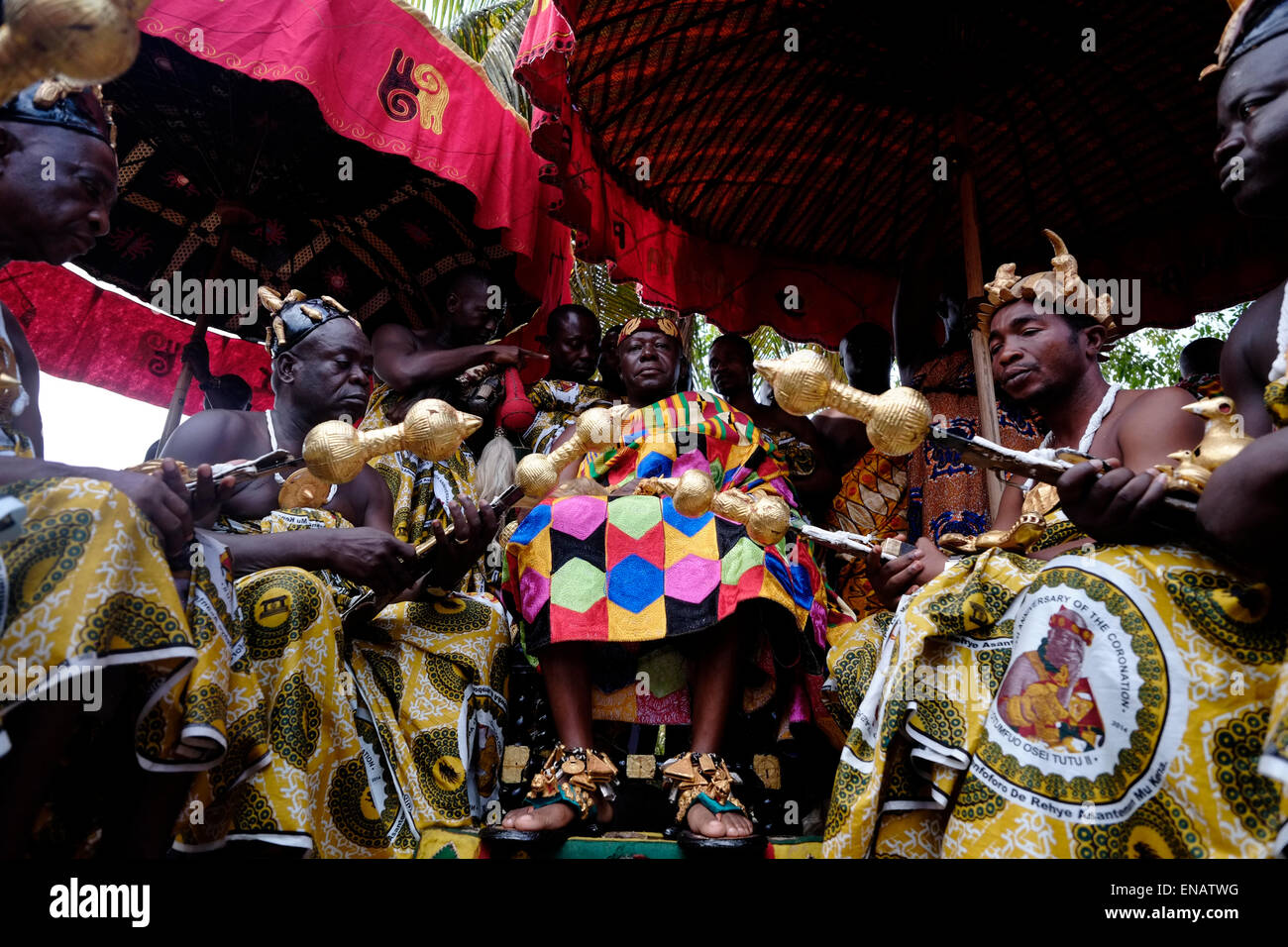 Otumfuo Nana Osei Tutu II the 16th King Asantehene traditional ruler of the Kingdom of Ashanti or Asante which was an Akan empire and kingdom from 1701 to 1957, in what is now modern-day Ghana West Africa. Today, the Ashanti Kingdom survives as a constitutionally protected, sub-national traditional state in union with the Republic of Ghana Stock Photo