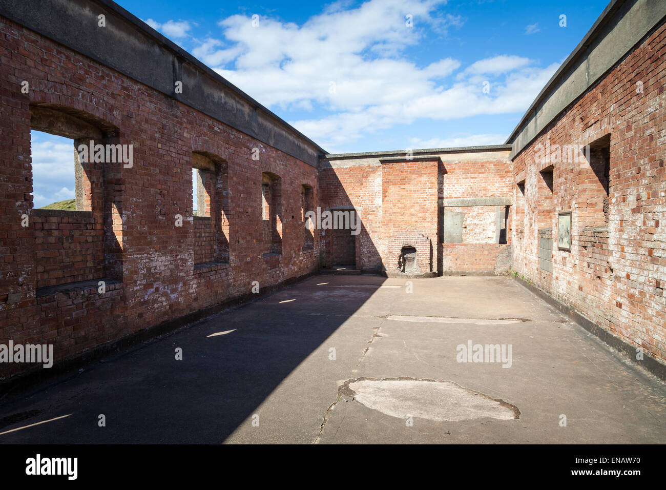 The remains of the Barrack Room at Brean Down Fort near Weston-Super-Mare in Somerset, UK. Stock Photo