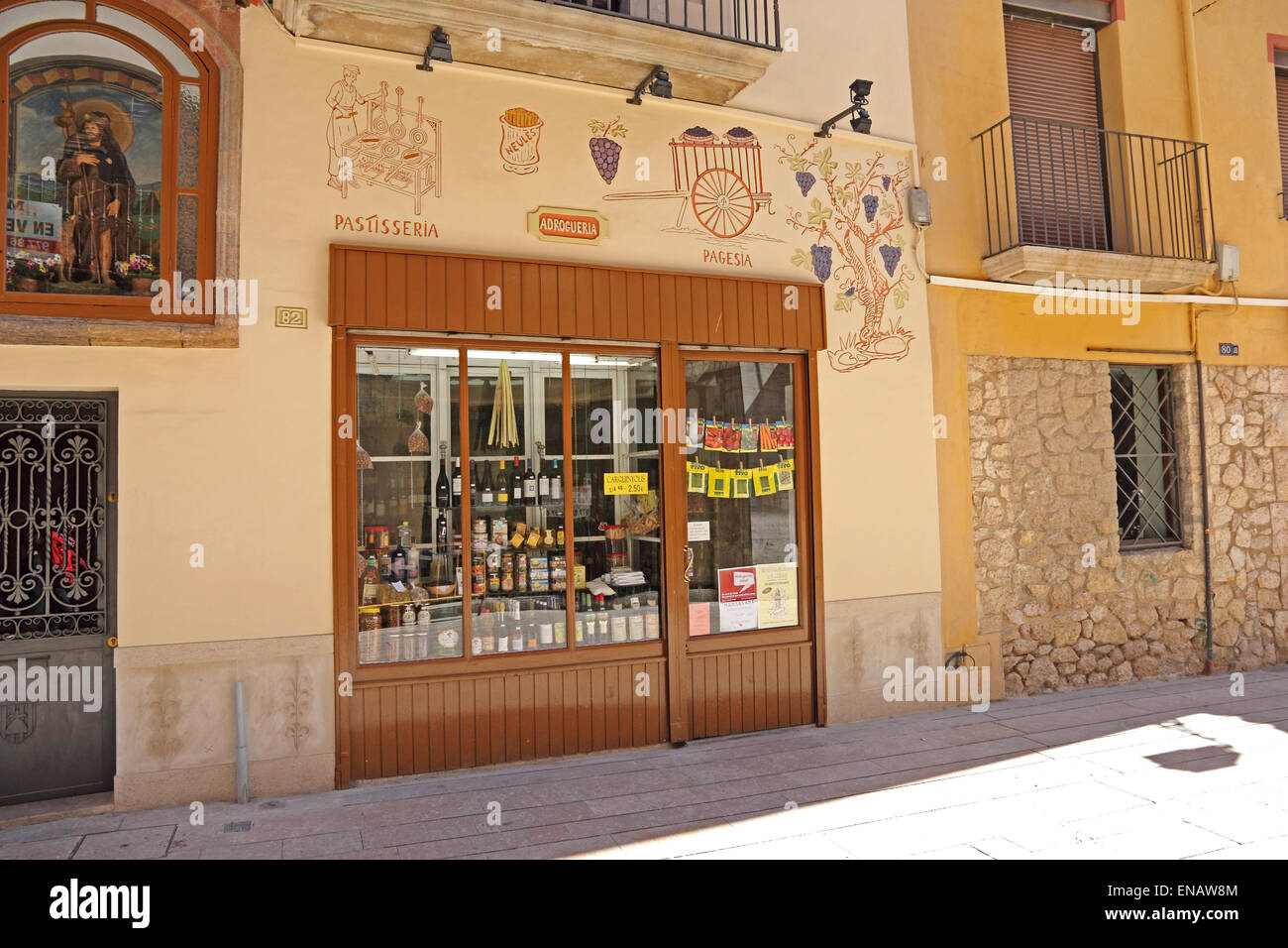 Traditional food and drink shop, Montblanc, Catalonia, Spain Stock Photo