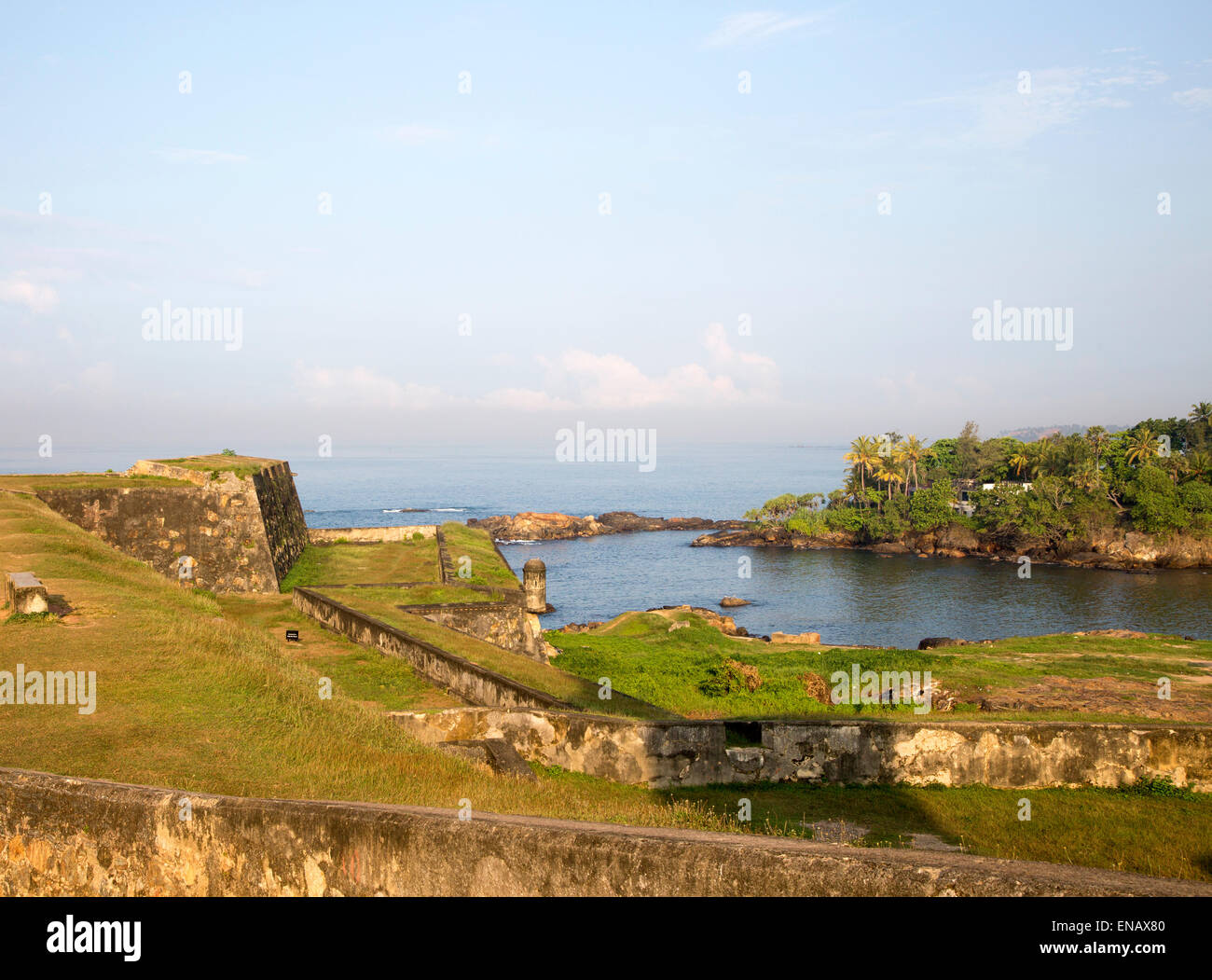 Coastal scenery and historic walls of the fort, Galle, Sri Lanka, Asia Stock Photo