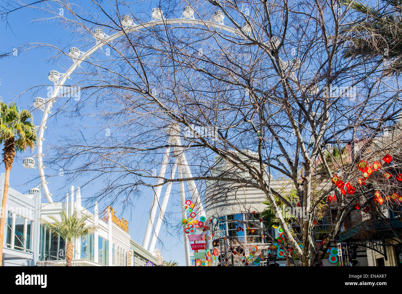 Las Vegas, The Linq Promenade The Ferris wheel In the background Stock Photo
