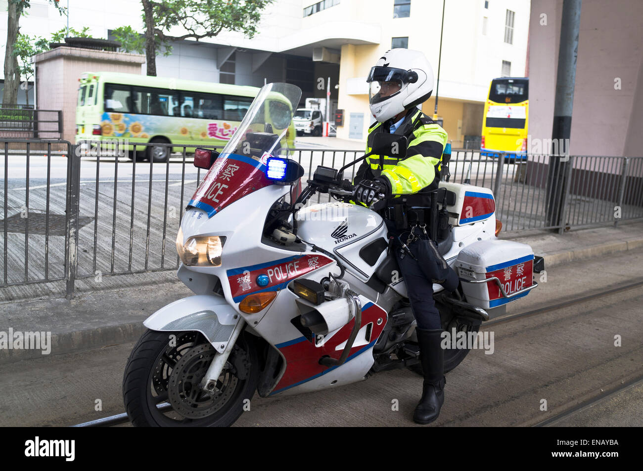 dh Motor bike POLICE HONG KONG Chinese police officer on motorbike traffic Stock Photo