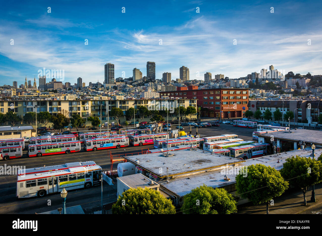 View of the skyline from a parking garage at the Embarcadero in San