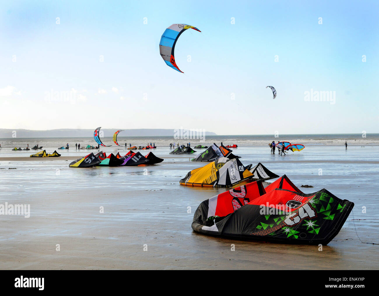 Kite Flying Competition Westward Ho! Beach North Devon Colourful Power Kites Stunt Kites Surf