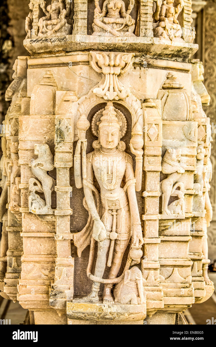 Statue of a Jain god at Hastagiri Jain temple Stock Photo