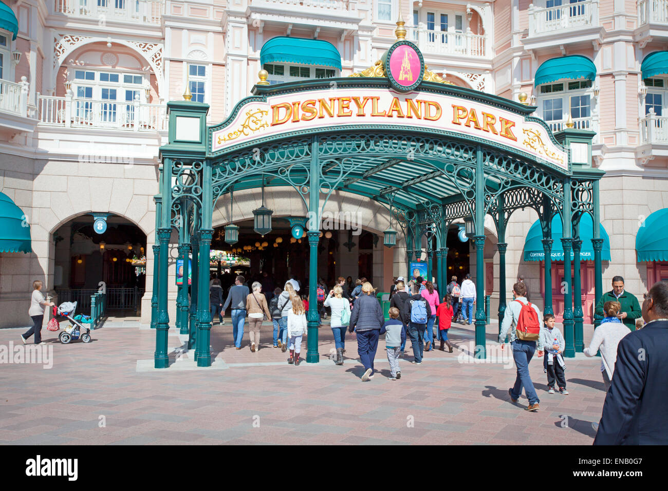 Visitors at disneyland Park, Fantasyland, Disneyland, Paris Stock Photo