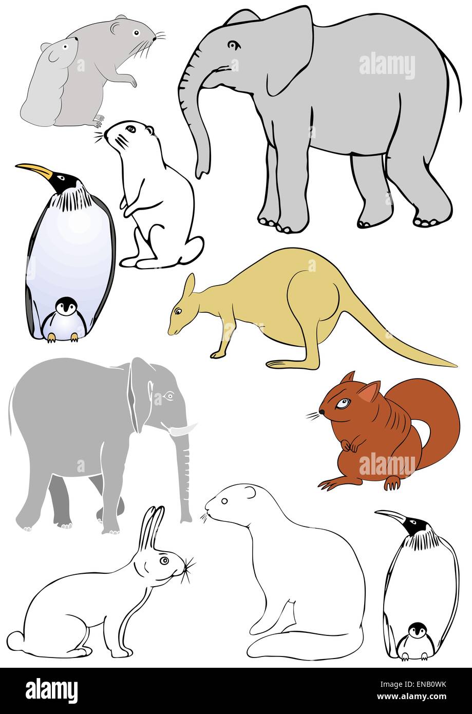 Illustration of the various animals - vector Stock Vector