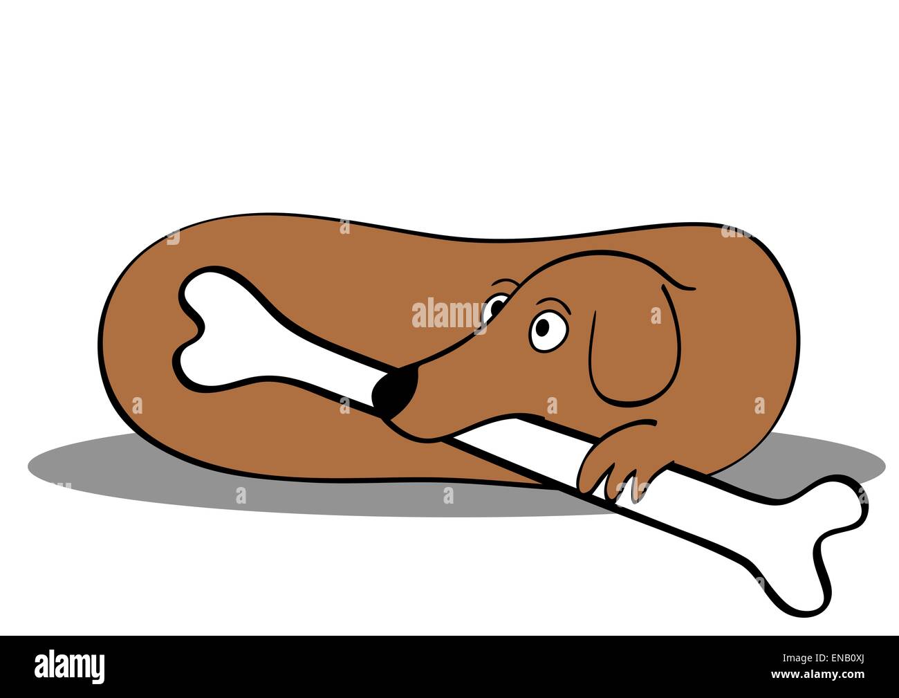 Image of the lying dog with bone - vector Stock Vector
