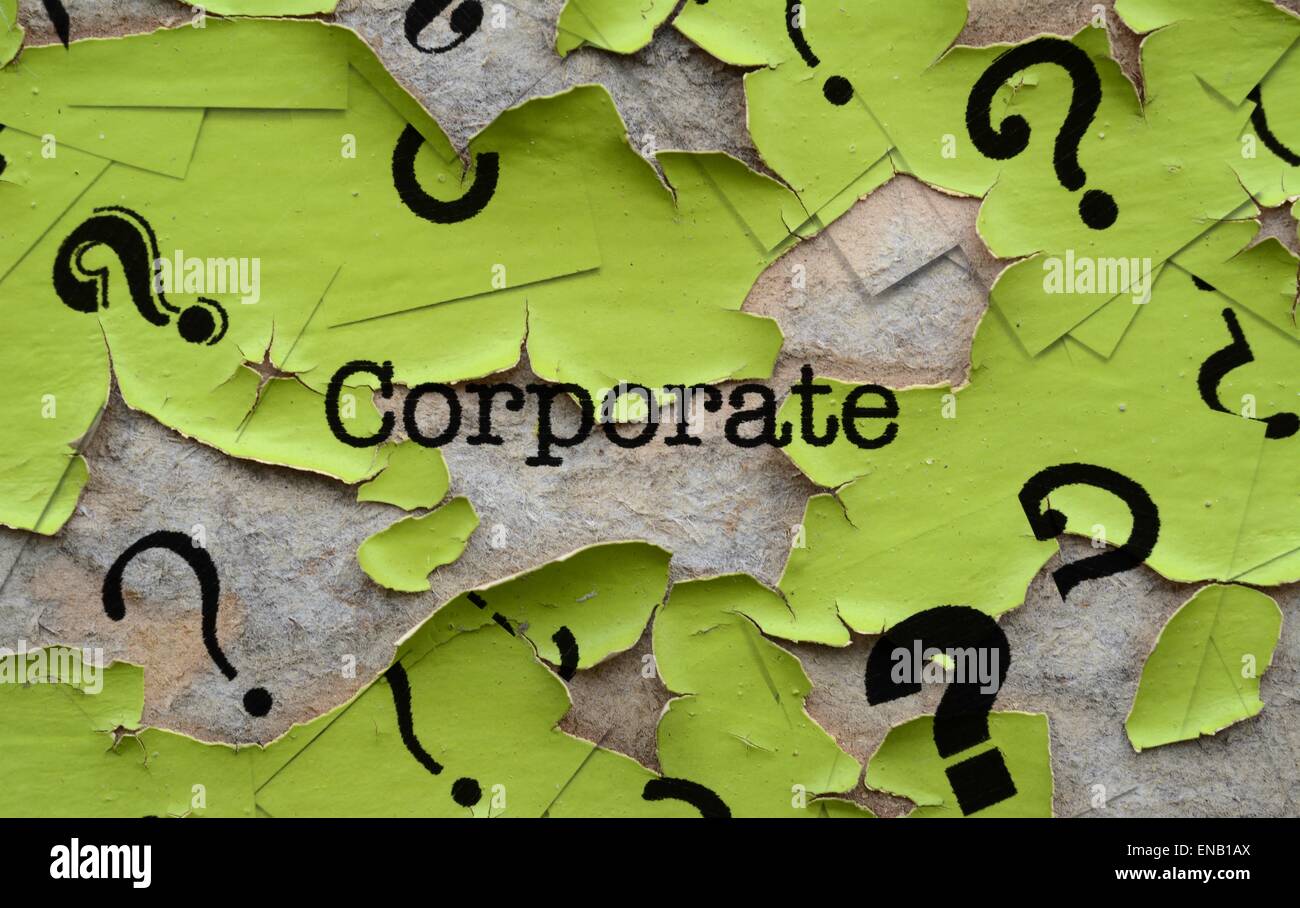 Corporate text and question mark Stock Photo - Alamy
