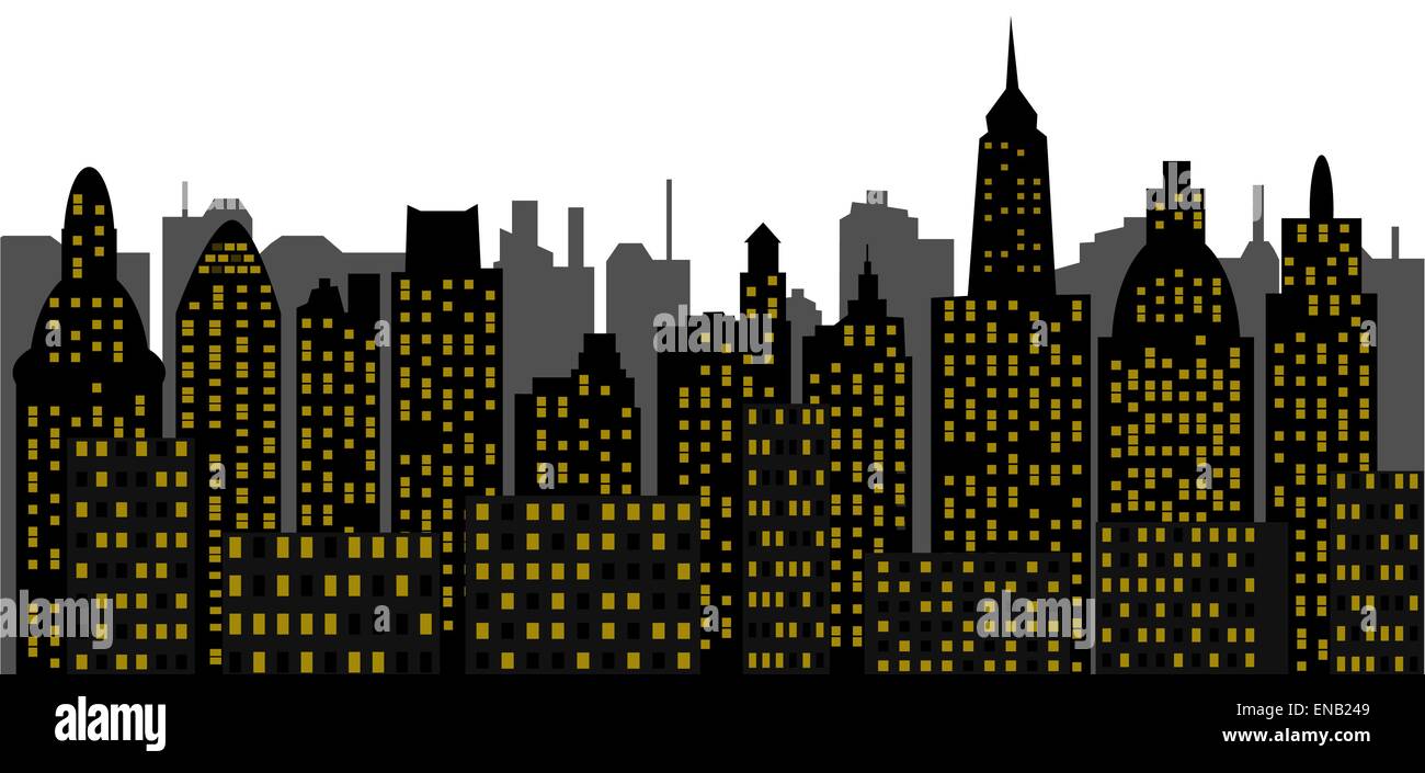panorama of modern town - skyscrapers - vector Stock Vector