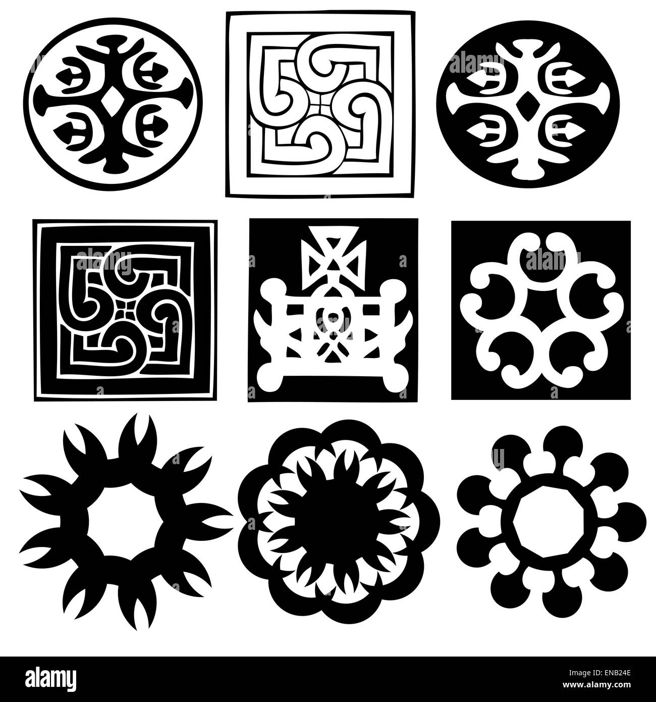 Vector illustration of the various ornaments abstract symbols Stock