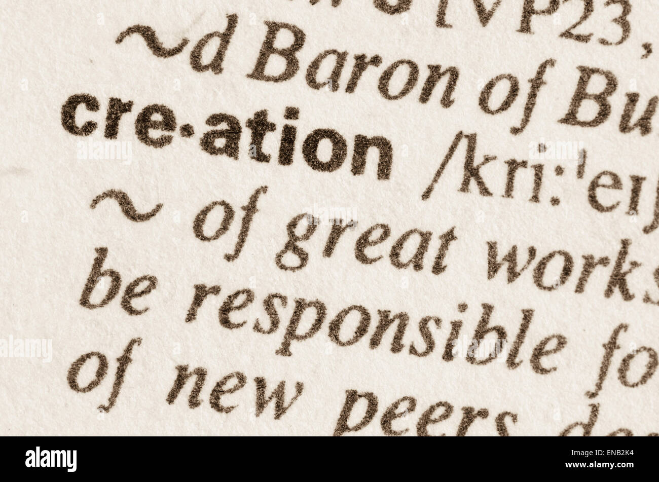 Definition of word creation in dictionary Stock Photo