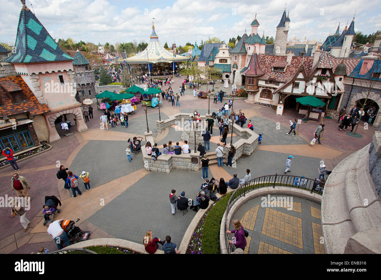 Aerial view Fantasyland Disneyland streets Stock Photo Alamy