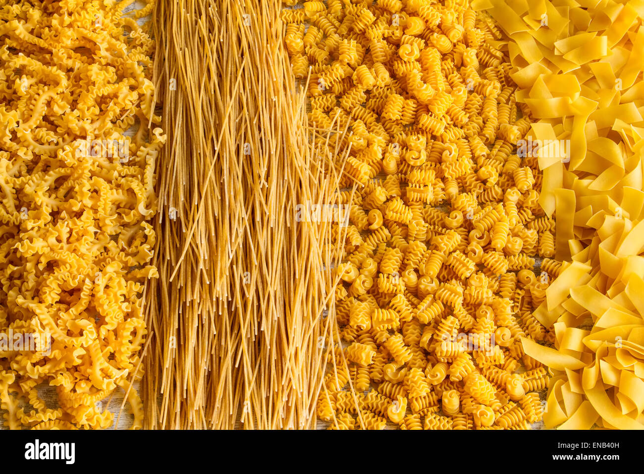 Variety of egg pasta background Stock Photo