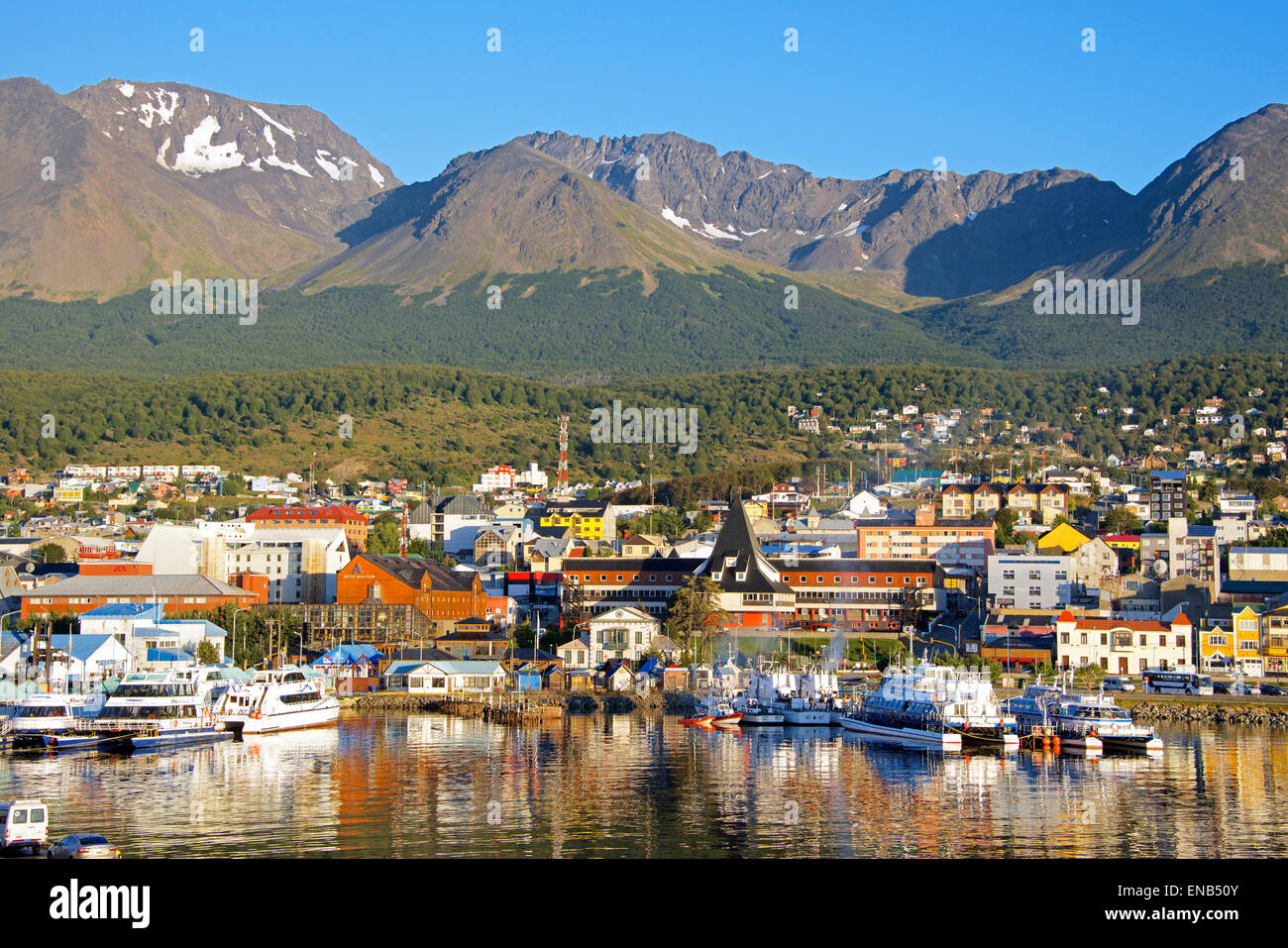 Ushuaia and harbour most southern city on earth Tierra del Fuego Argentina Stock Photo