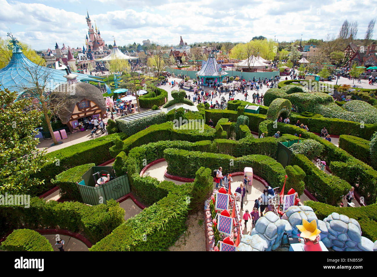 Aerial view - Alice's Curious Labyrinth maze Stock Photo