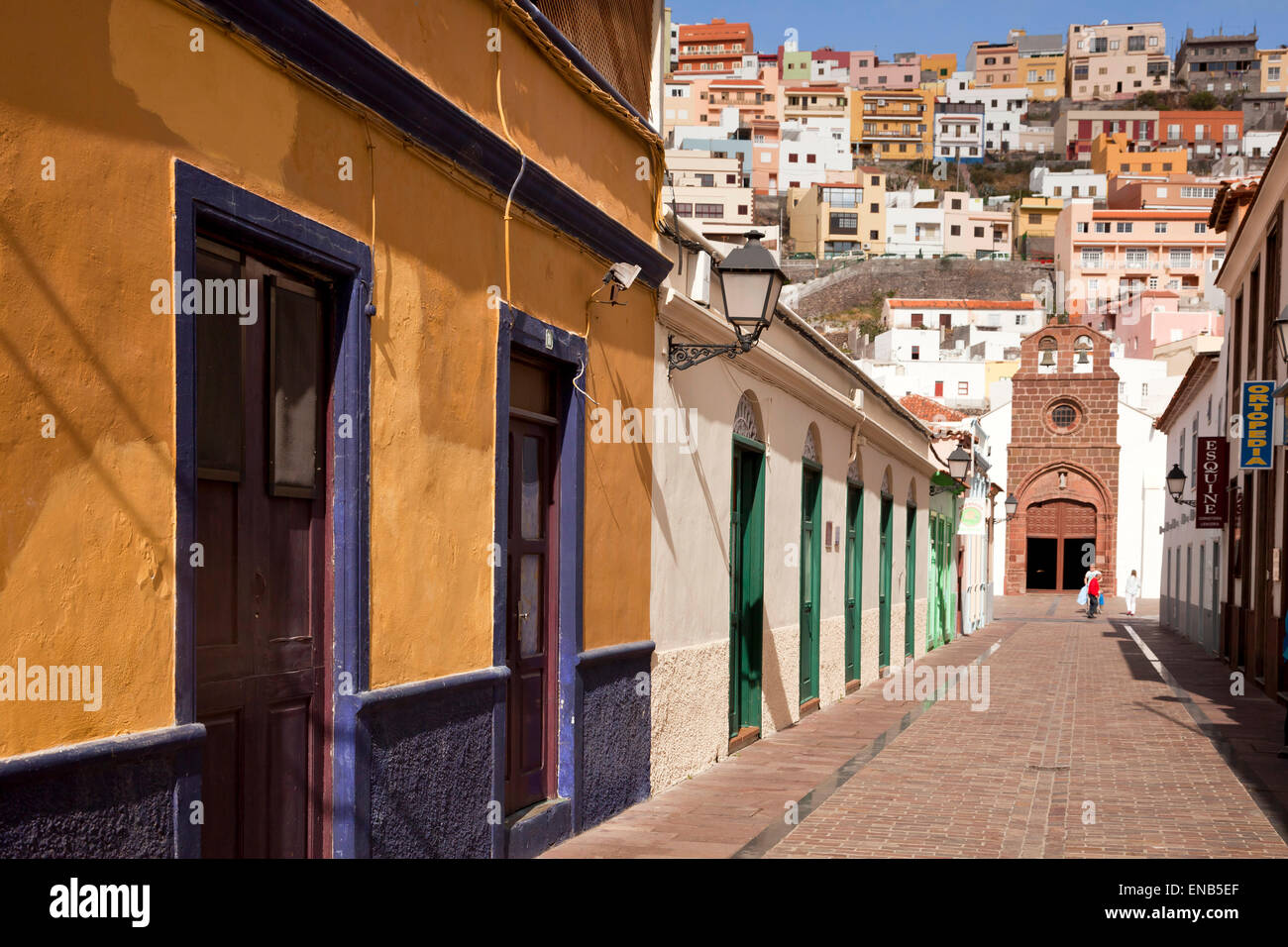typical street of the island capital  San Sebastian de La Gomera, La Gomera, Canary Islands, Spain, Europe Stock Photo