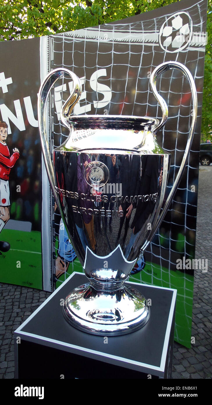 Berlin, Germany. 29th Apr, 2015. The UEFA Champions League trophy in