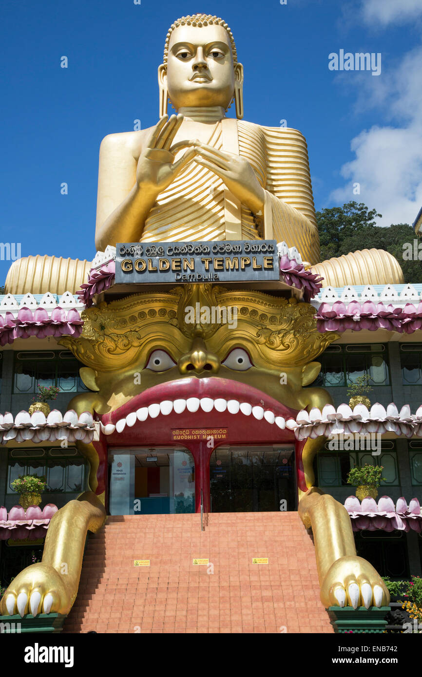 Giant Golden Buddha statue at Dambulla cave temple complex, Sri Lanka, Asia Stock Photo