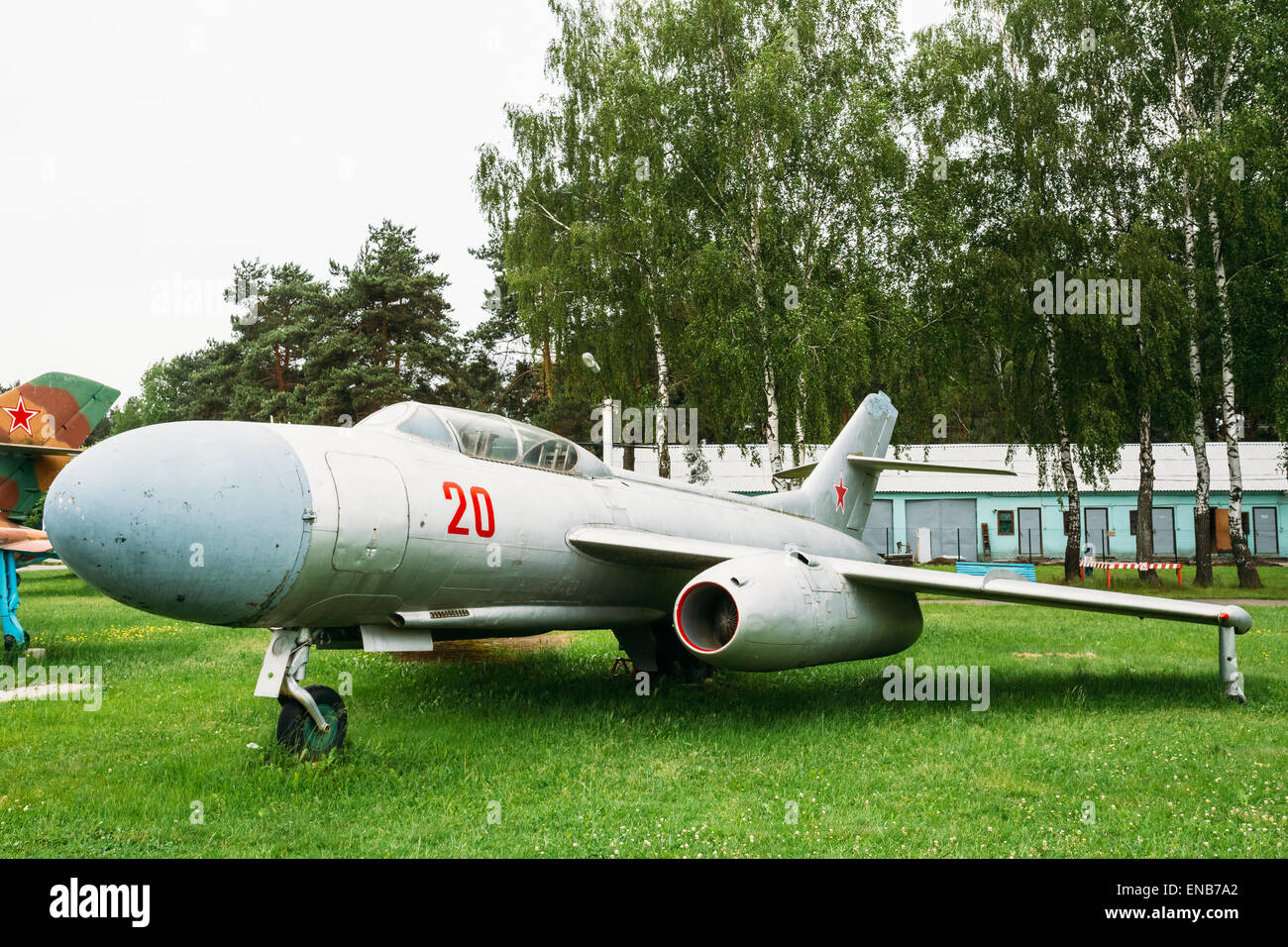 BOROVAYA, BELARUS - June 04, 2014: Su-7 Russian Soviet fighter-bomber developed in the 1950s, Sukhoi design bureau. Stock Photo