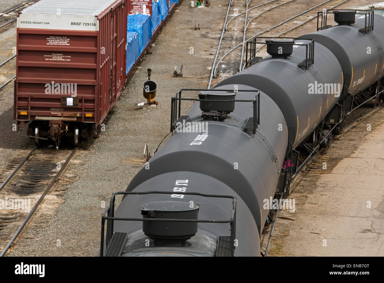 Denver, Colorado Oil tank cars move through the Union Pacific Denver