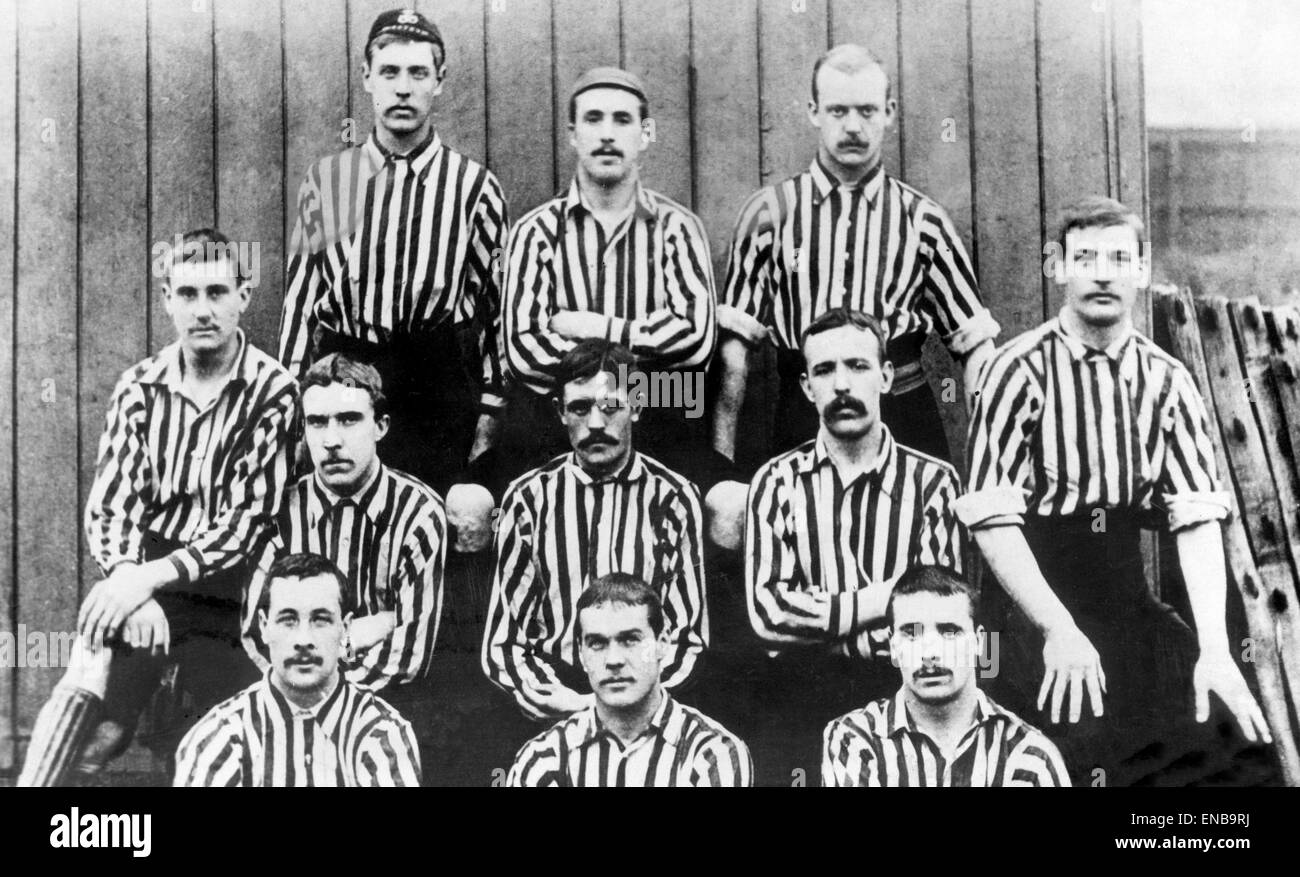Stoke City Football Team, 1890. Back Row left to right T Clare W Rowley A Underwood Centre Row left to right A Baker D Christie H Clifford D Brodie W Dunn Front Row left to right L Ballham B Turner A Edge Stock Photo