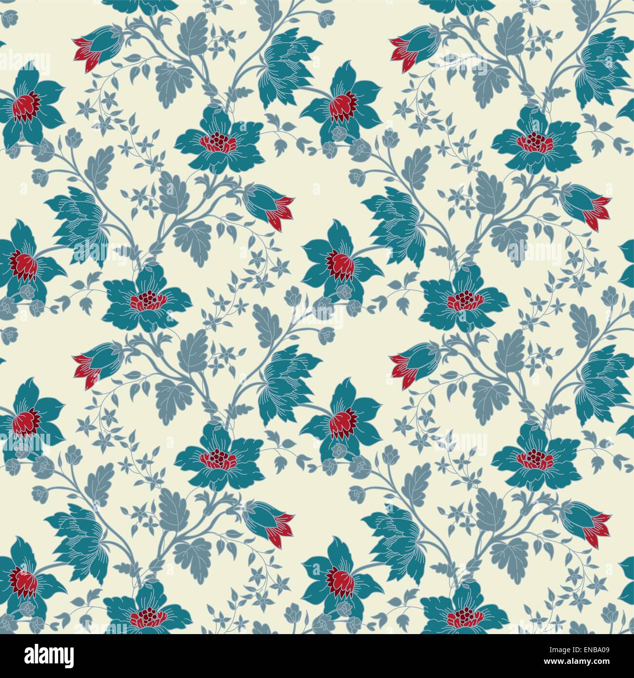 Vector vintage floral seamless with blue flower Stock Vector Image ...
