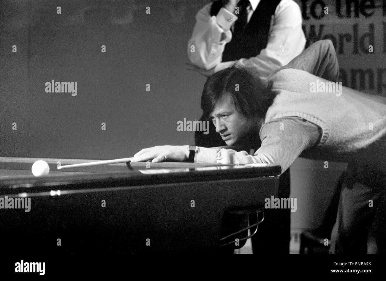 Snooker player Alex ñHurricaneî Higgins in action in the afternoon session of the Snooker championships, at Manchester City Hall
