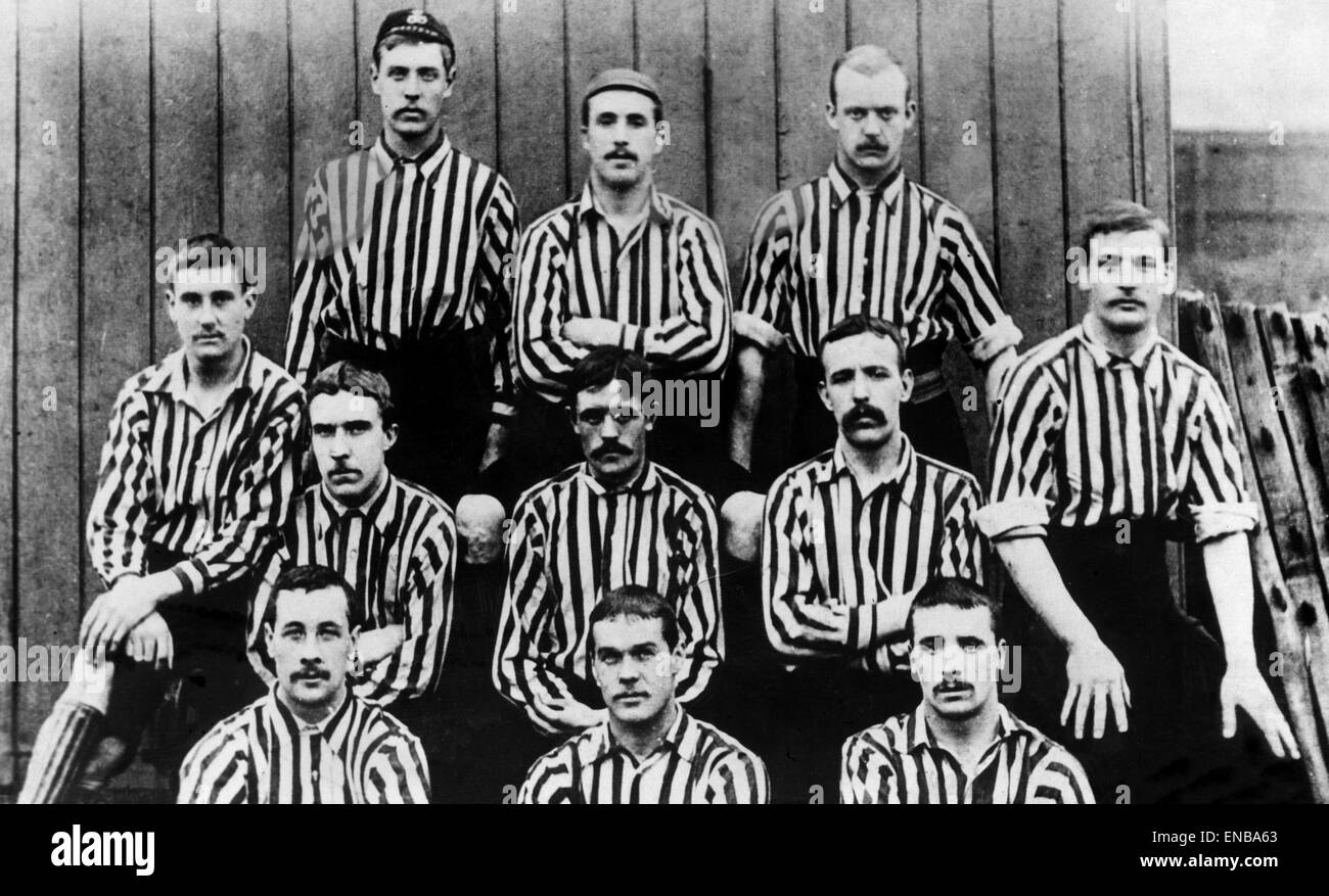 Stoke City Football Team, 1890. Back Row left to right T Clare W Rowley A Underwood Centre Row left to right A Baker D Christie H Clifford D Brodie W Dunn Front Row left to right L Ballham B Turner A Edge Stock Photo