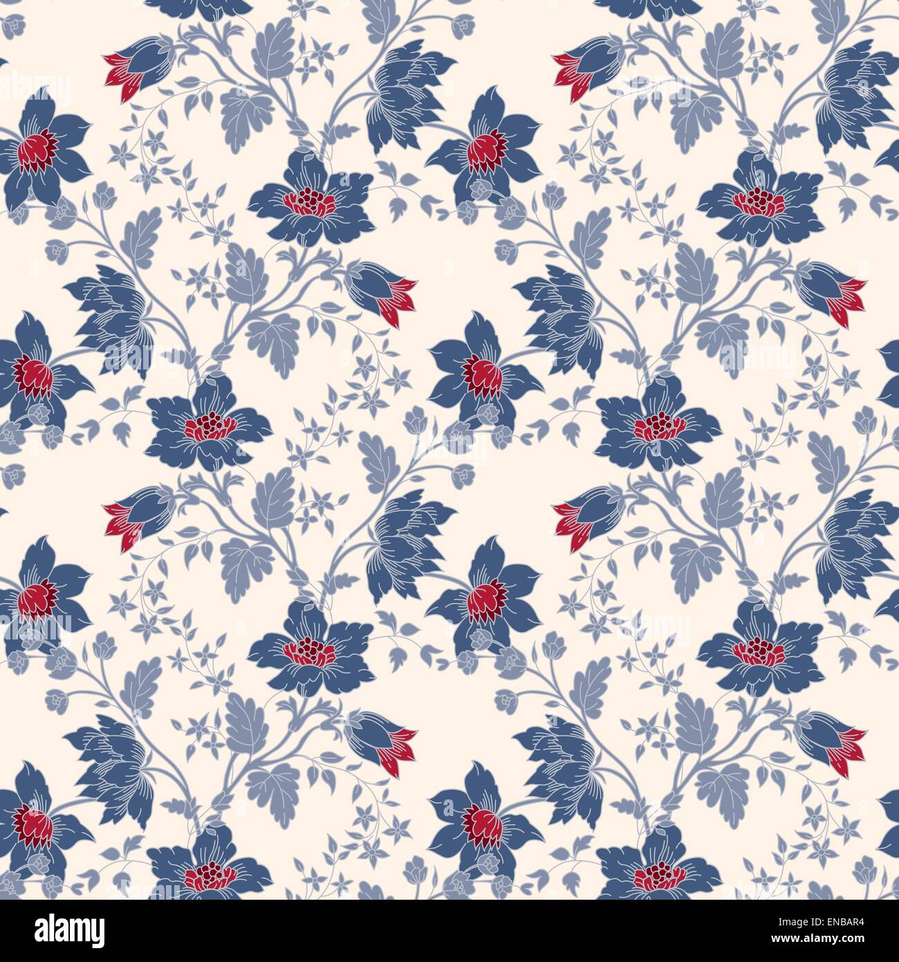 Vector vintage floral seamless with blue flower Stock Vector Image