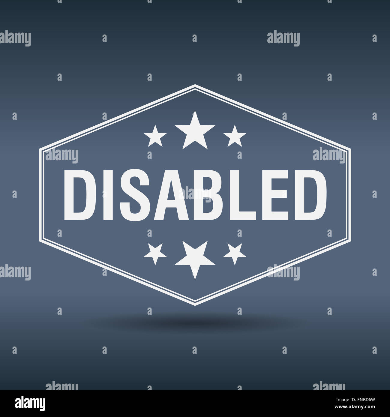 disabled hexagonal white vintage retro style label Stock Photo Alamy