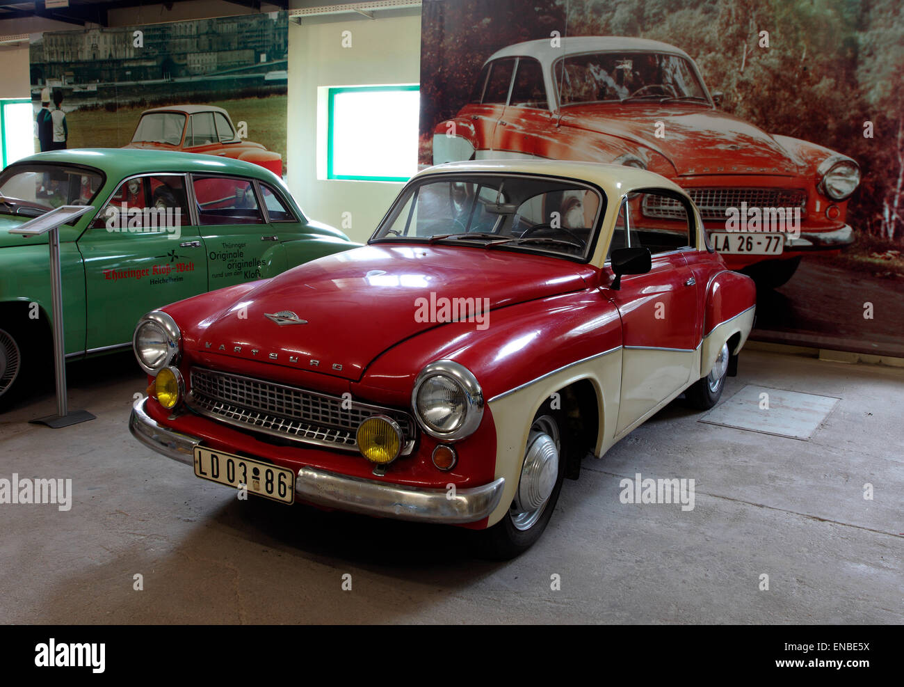 Vintage East German Eisenacher Wartburg automobile on display at the Thuringer Dumplin Museum. Stock Photo