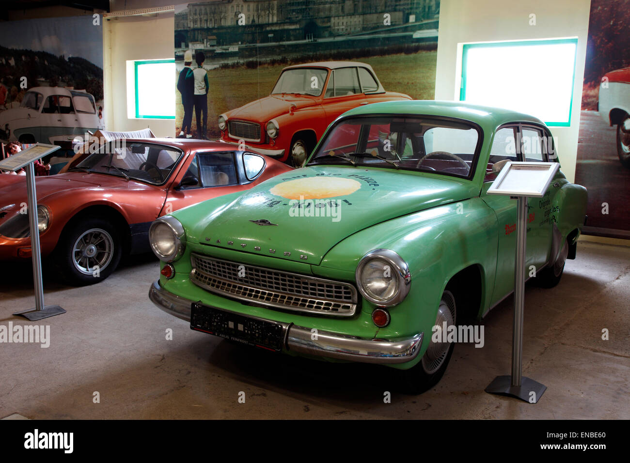 Vintage East German Wartburg automobile on display at the Thuringer Dumplin Museum. Stock Photo