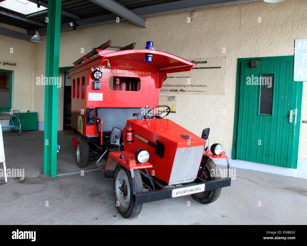 Vintage fire engine on display at the Thuringer Dumpling Museum. Stock Photo